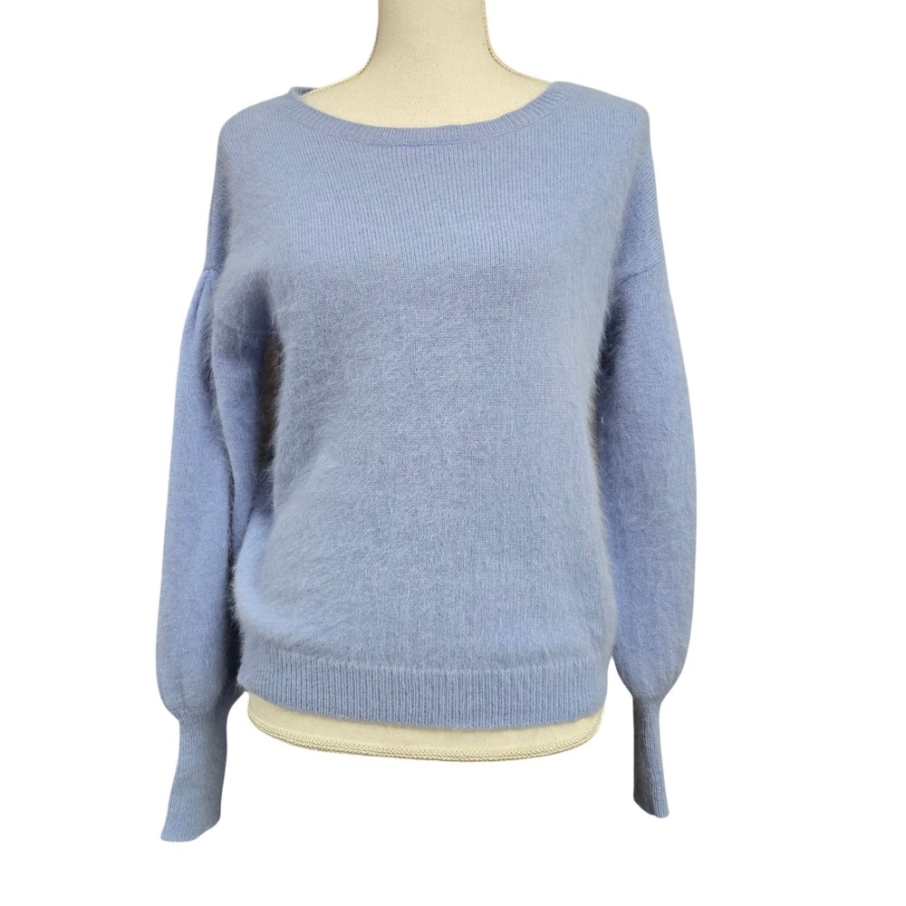 Liu Jo Milano Angora Blend Puff Sleeve Sweater Womens Blue Size M EUC SOFT